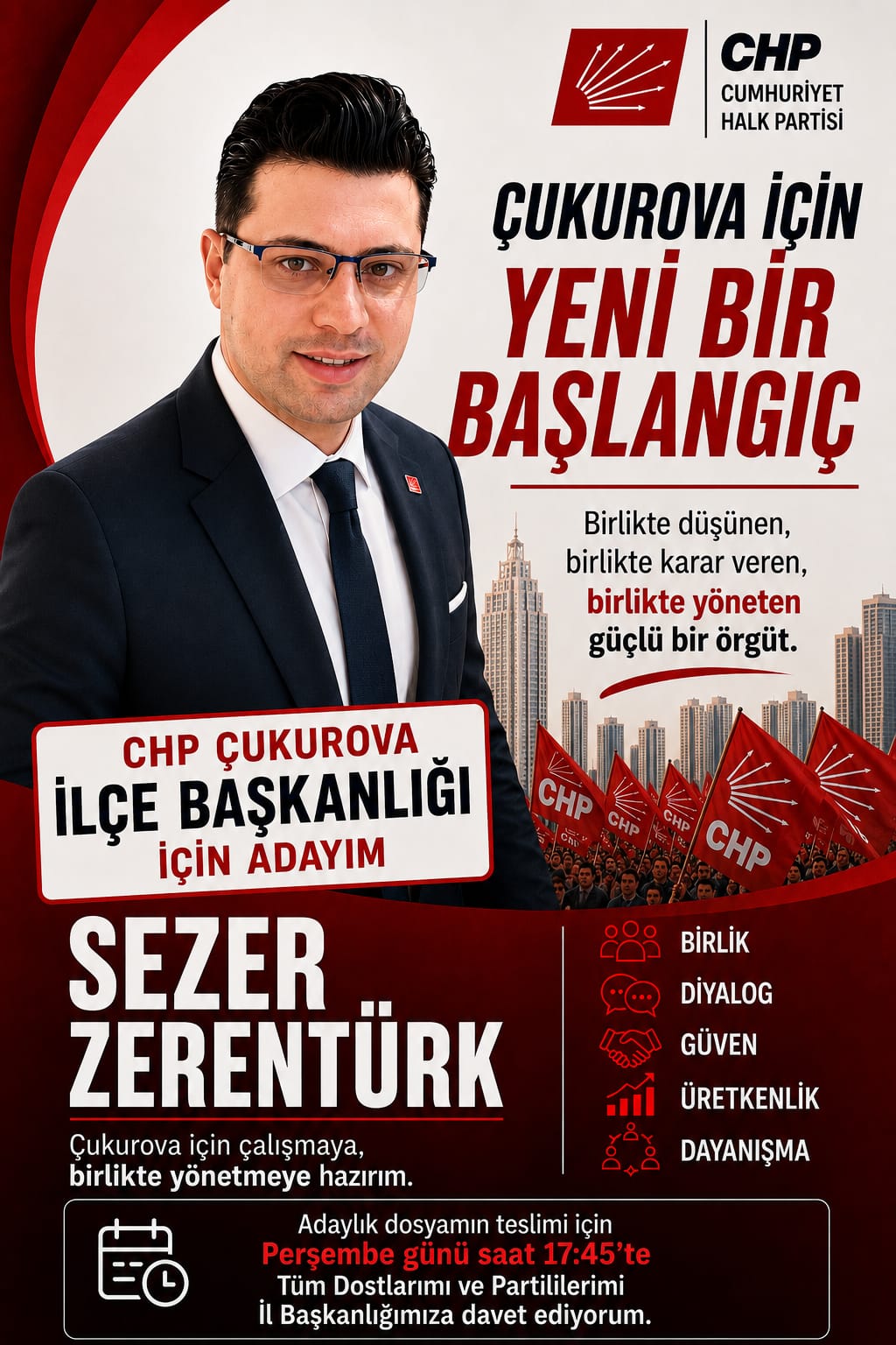Sezer Zerentürk, CHP Çukurova İlçe Başkanlığı adaylığını ilan etti.