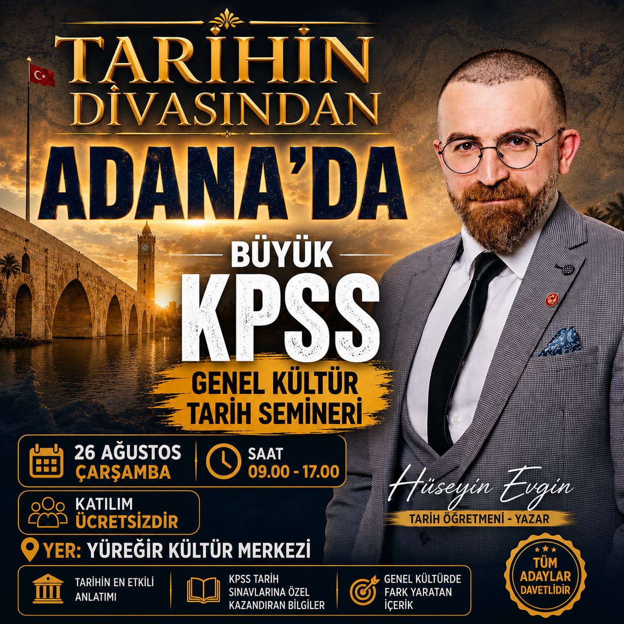 Adana’da KPSS Adaylarına Tarih Semineri